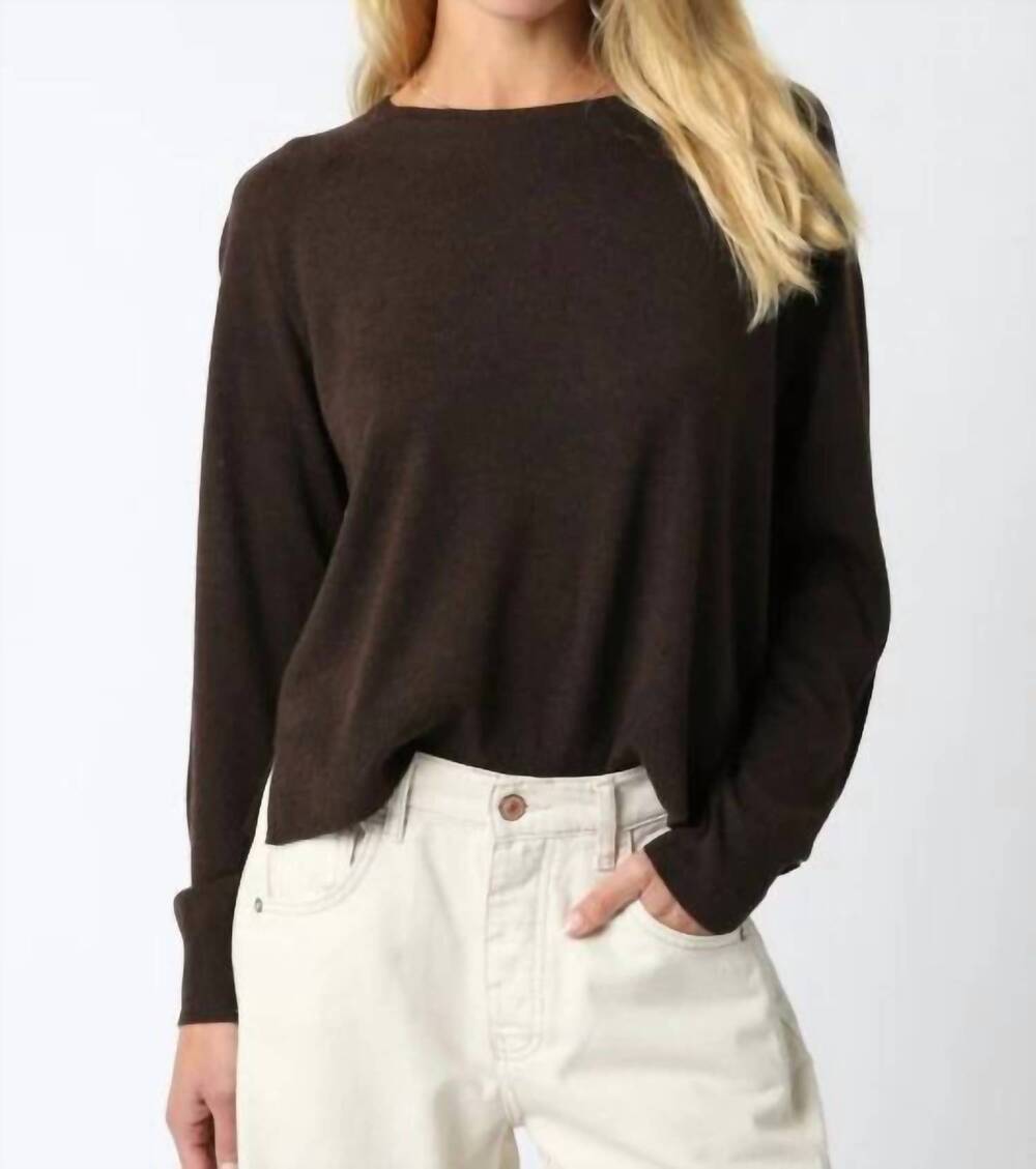NEW OLIVACEOUS leann classic lightweight sweater in dark brown
